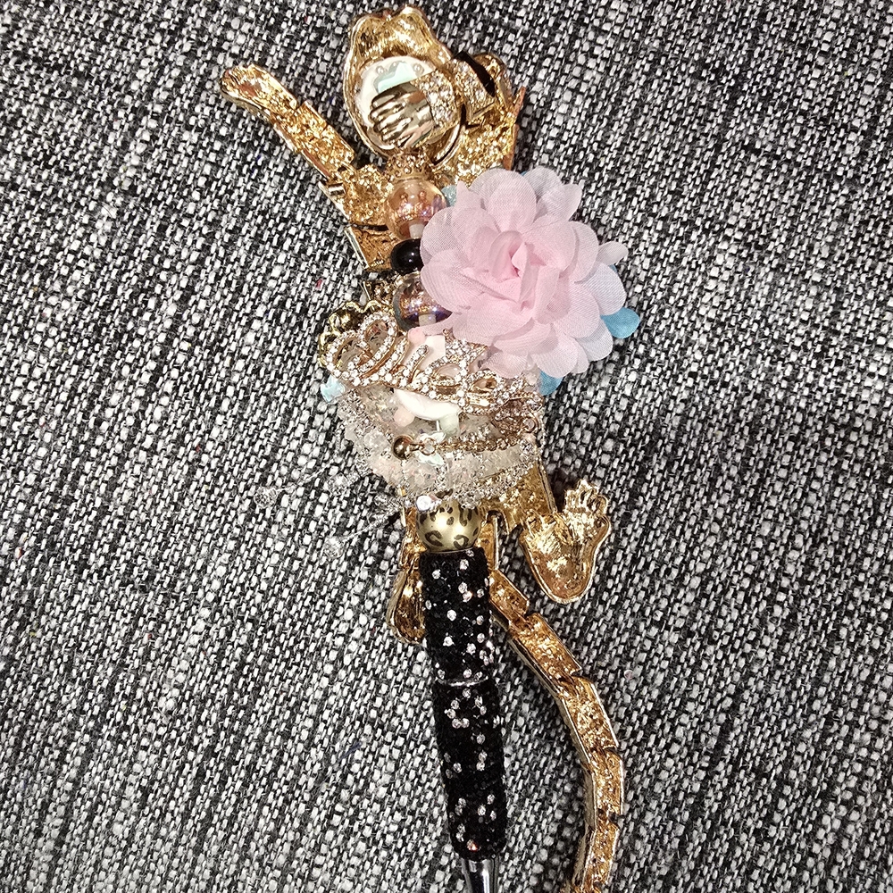 Gold and Pink Floral Tiger Pen